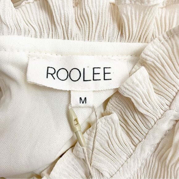NWT Roolee Chiffon Ruffled Long Sleeve Babydoll Dress Vanilla Cream Size Medium - Picture 11 of 15